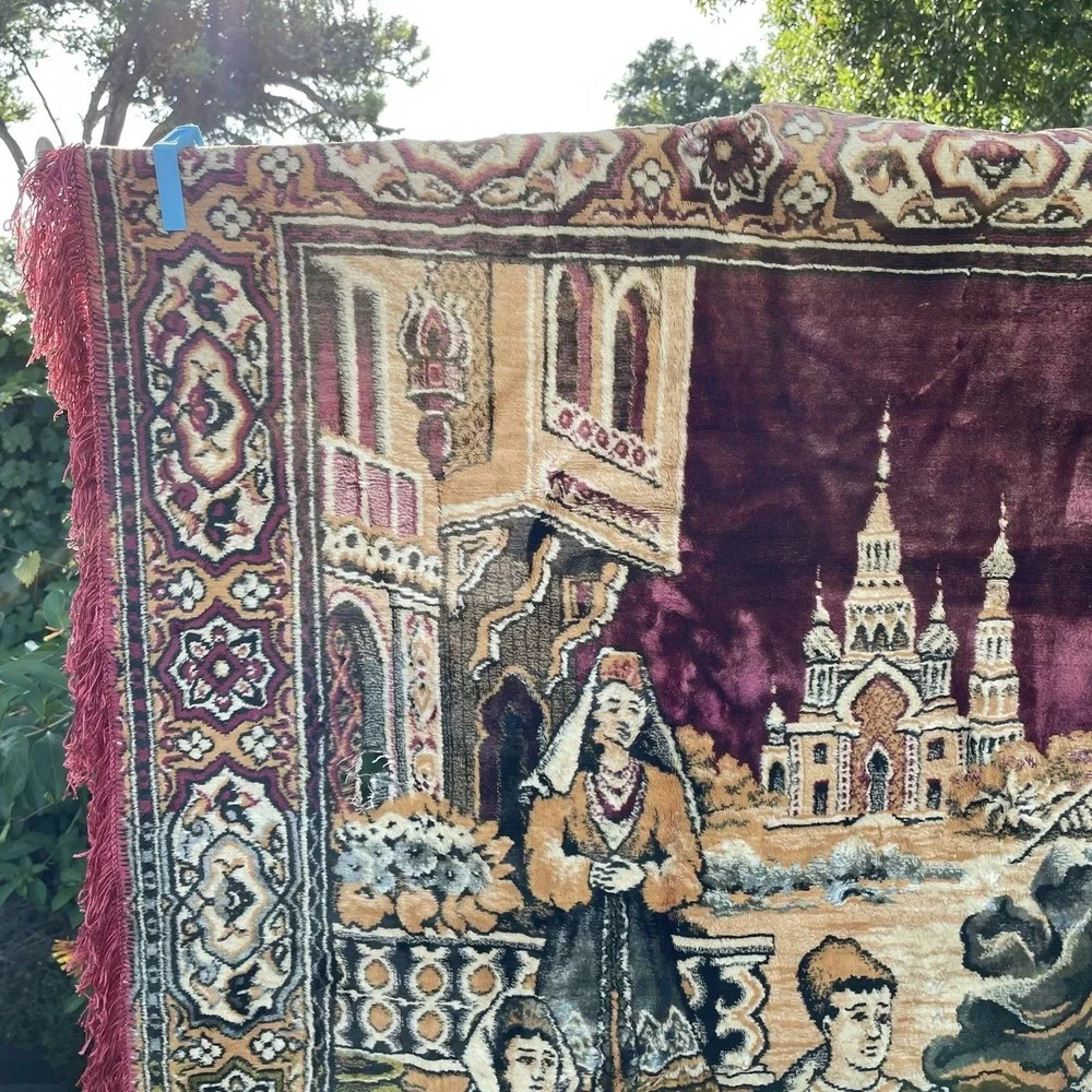 Vintage Velvet Wall Tapestry Middle Eastern Dance Ceremony MCM 46x75inch